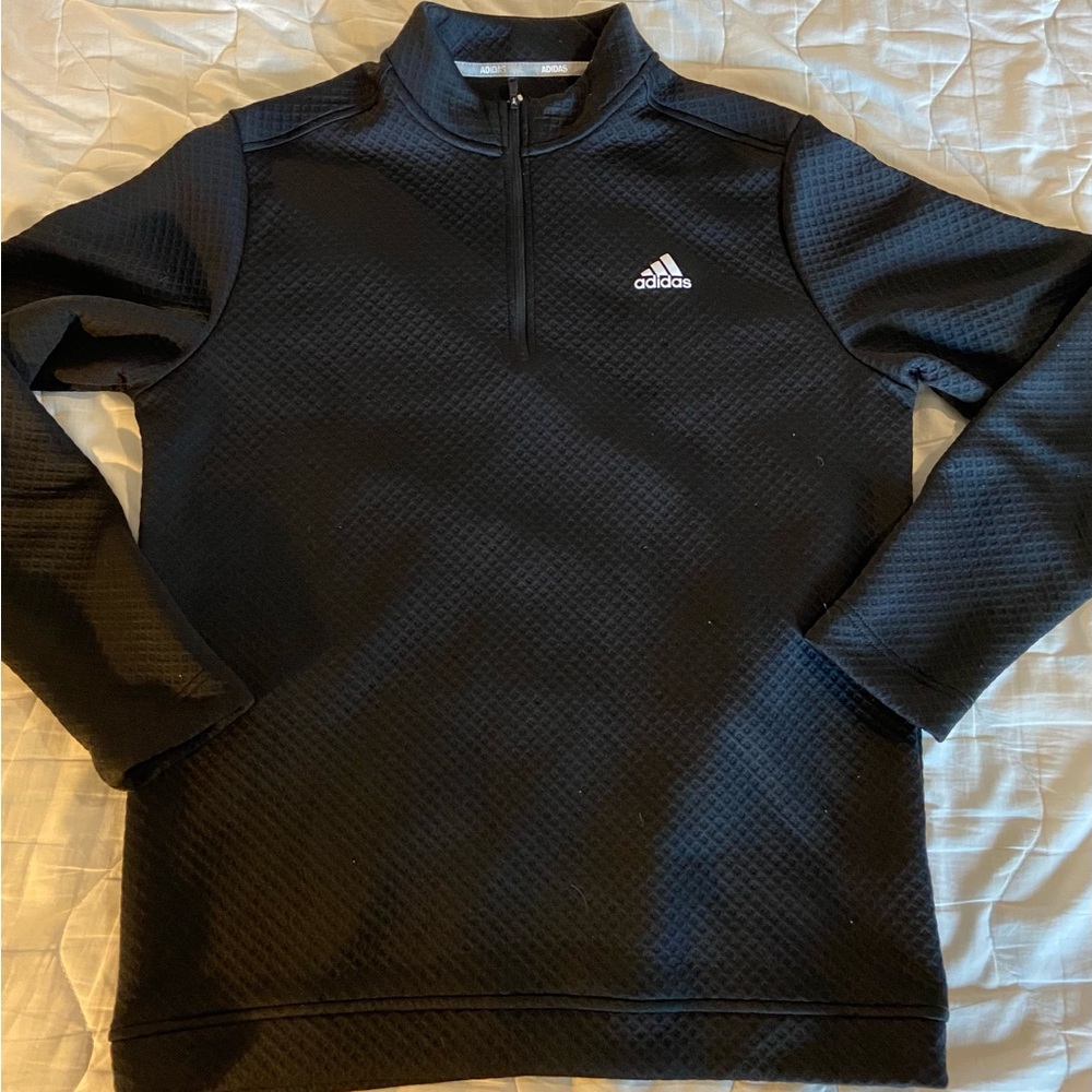 Adidas Black Textured Quarter-Zip Top